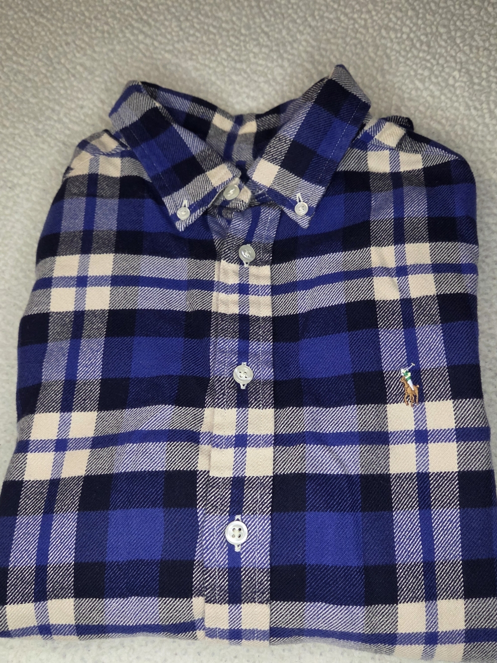 Ralph Lauren Blue Plaid Button-Down Shirt Boy's Size 14/16